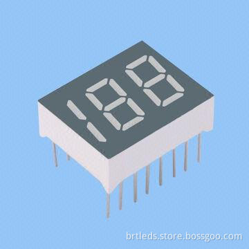 7-segment LED display, half and two digits, 0.4'', common cathode, white segment and black face